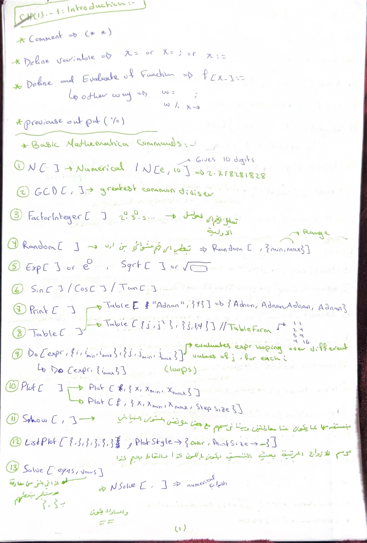 Mathematica Program: Basic Mathematical Functions and Evaluations ...