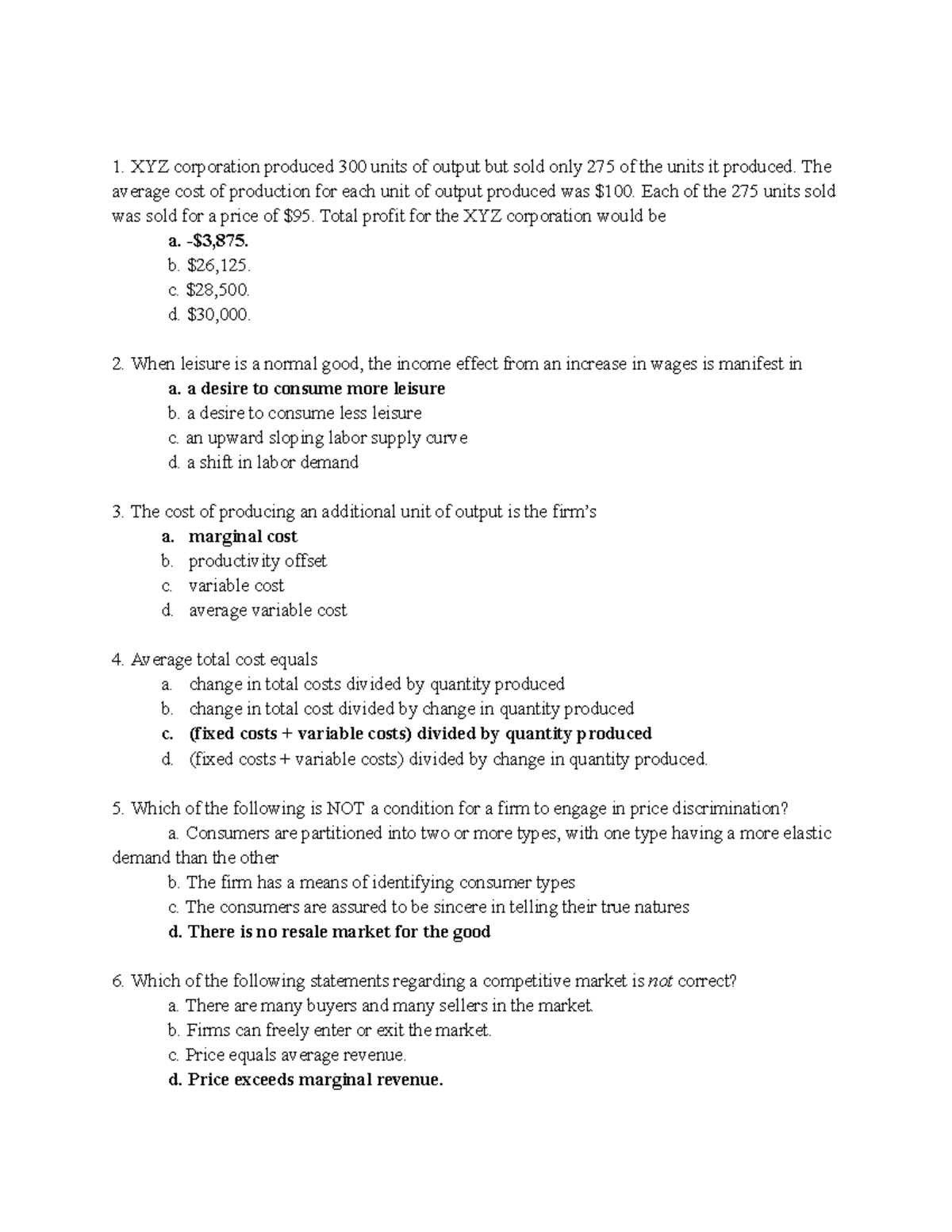 ECO 101 Final Exam - Sample Questions & Answers Guide - Studocu