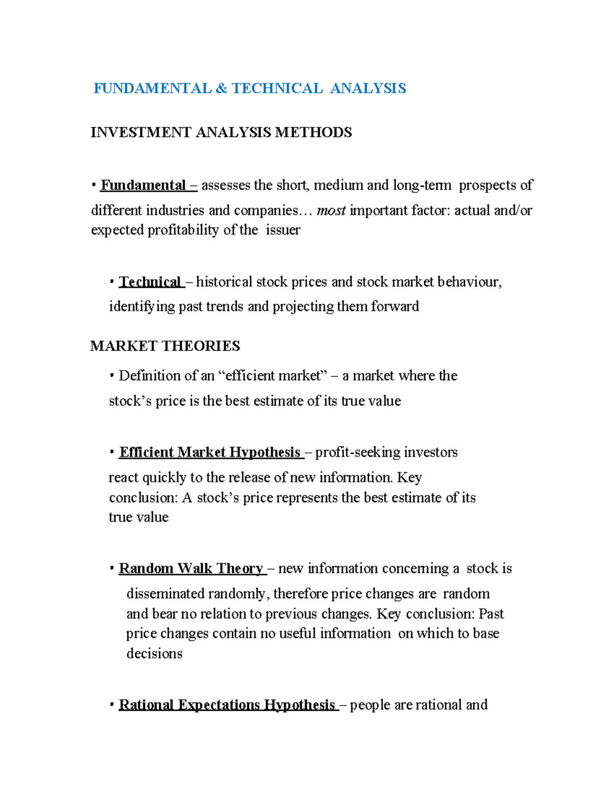 CSC Volume 2: Fundamental & Technical Analysis Notes - Studocu