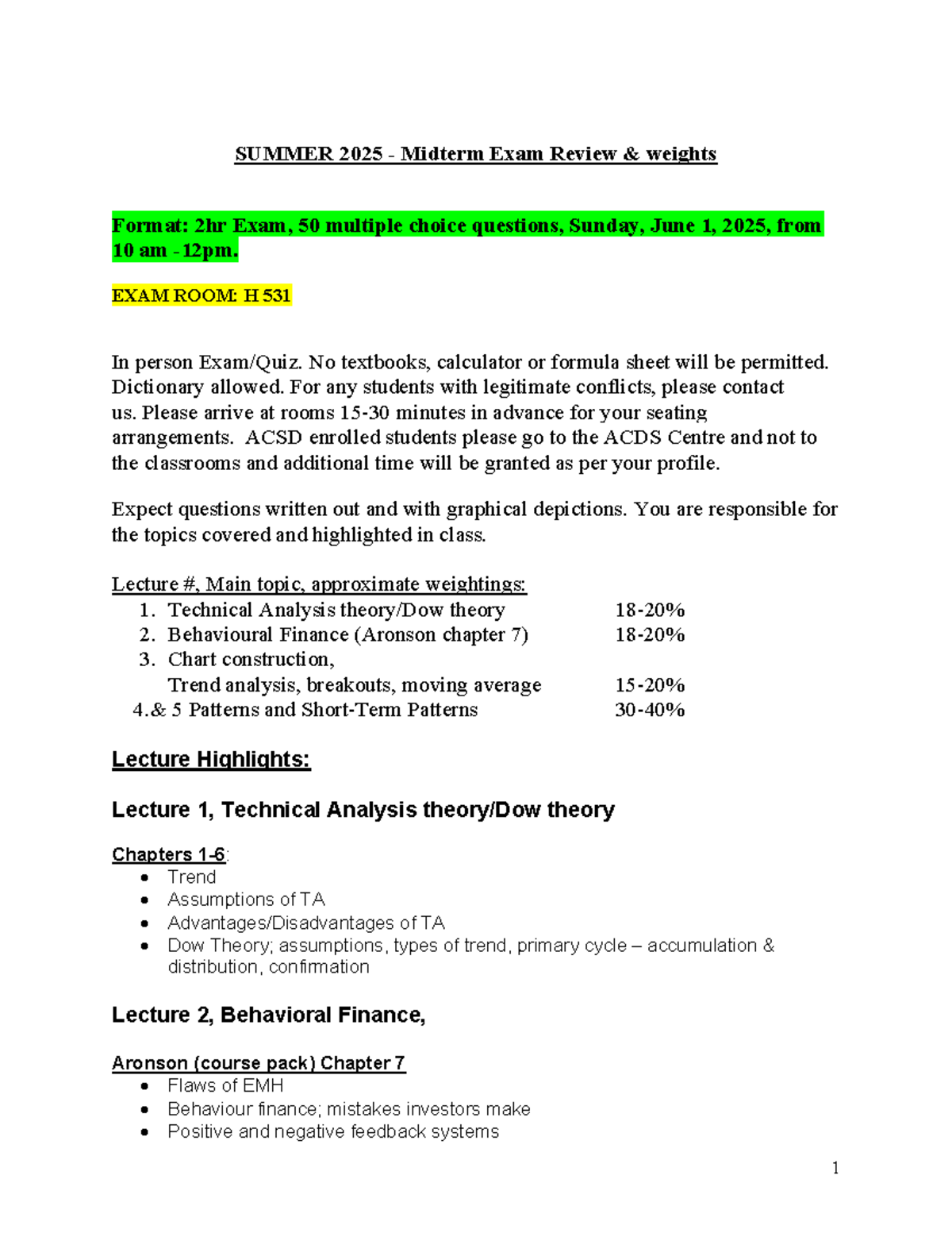 SUMMER 2025 Midterm Exam Review: Key Topics & Format Details - Studocu