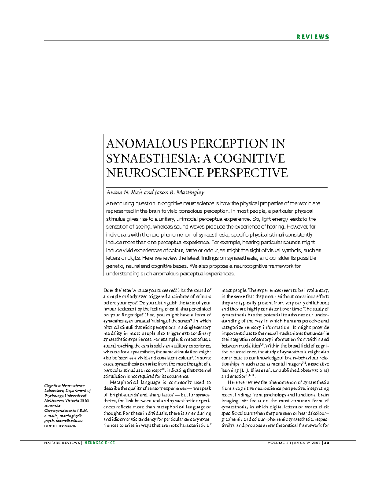 Cognitive Neuroscience and the Phenomenon of Synaesthesia: Intro to ...