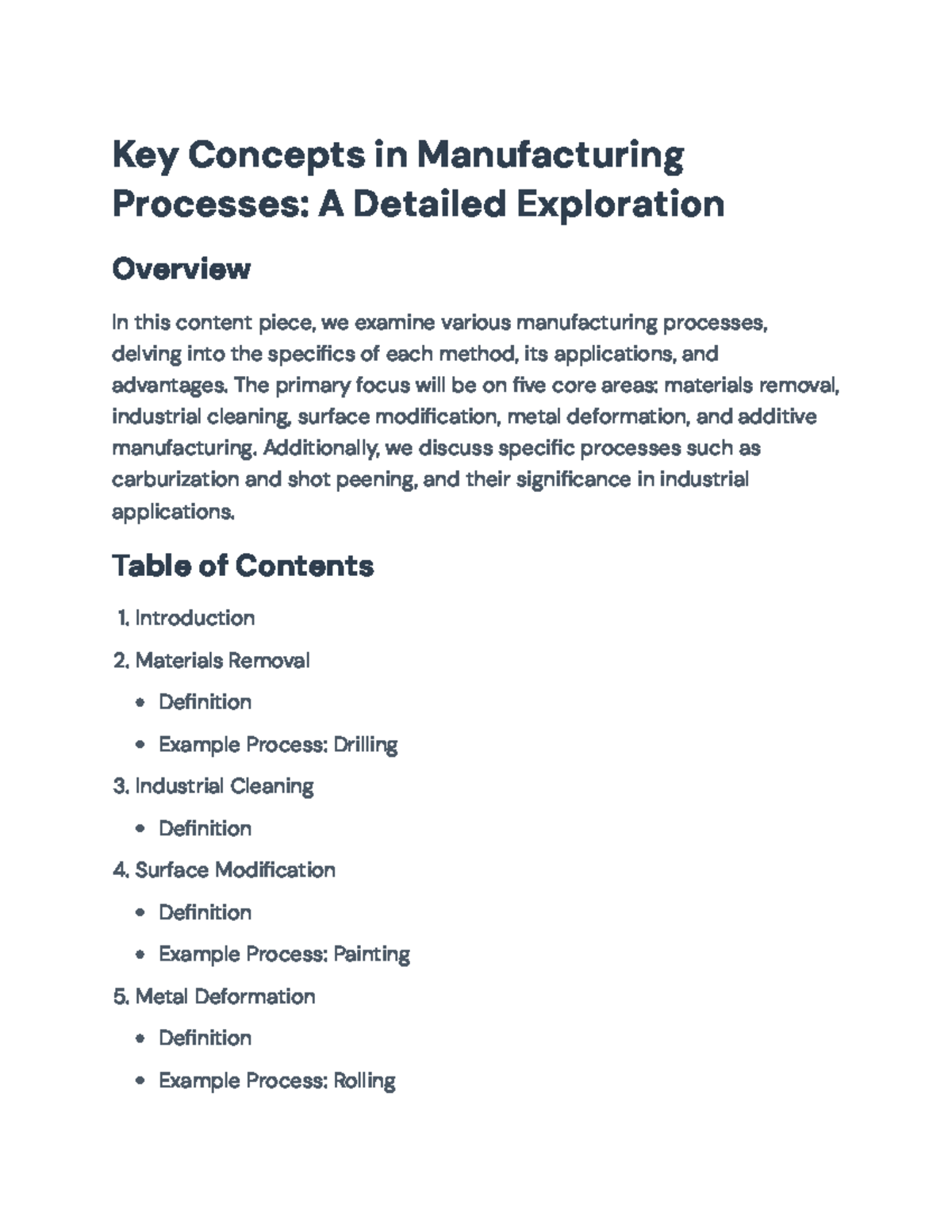 Manufacturing Processes 101: Key Concepts and Applications in Industry ...