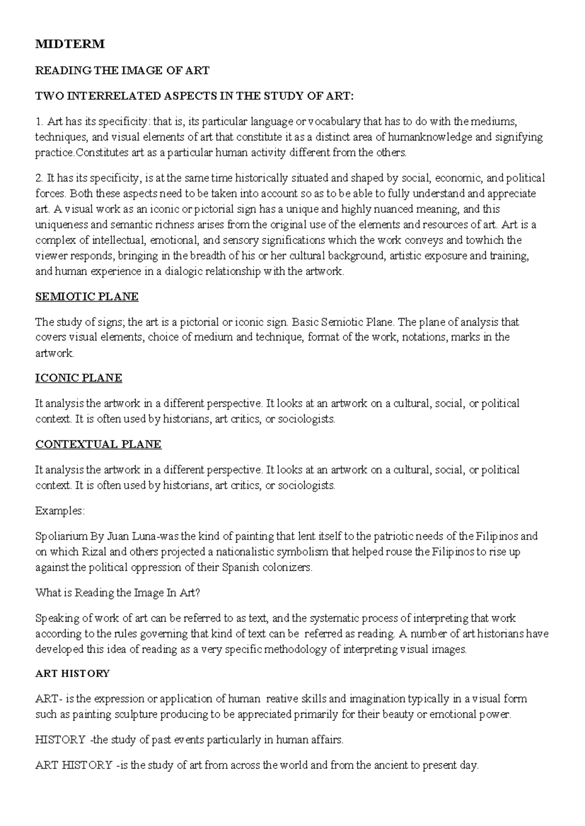 Midterm Lecture Notes on Art History - Module Analysis - Studocu