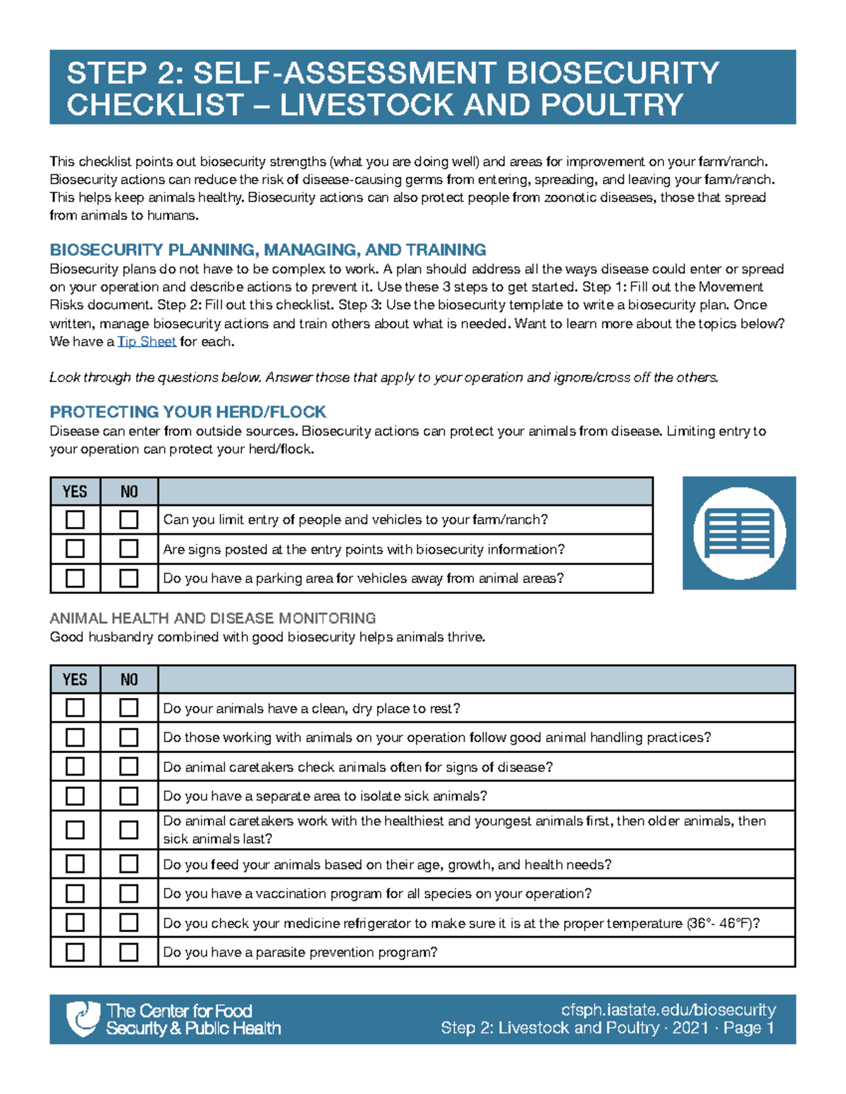 Step 2: Biosecurity Self-Assessment Checklist for Poultry - Studocu