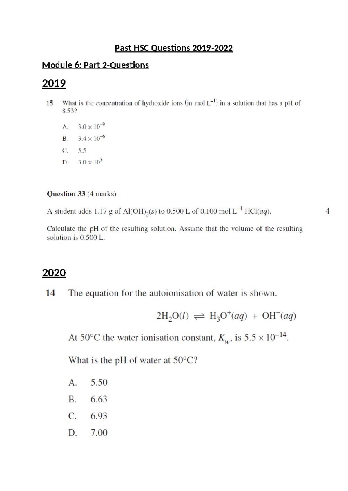 Module 6: Part 2 HSC Questions & Sample Answers 2019-2022 - Studocu