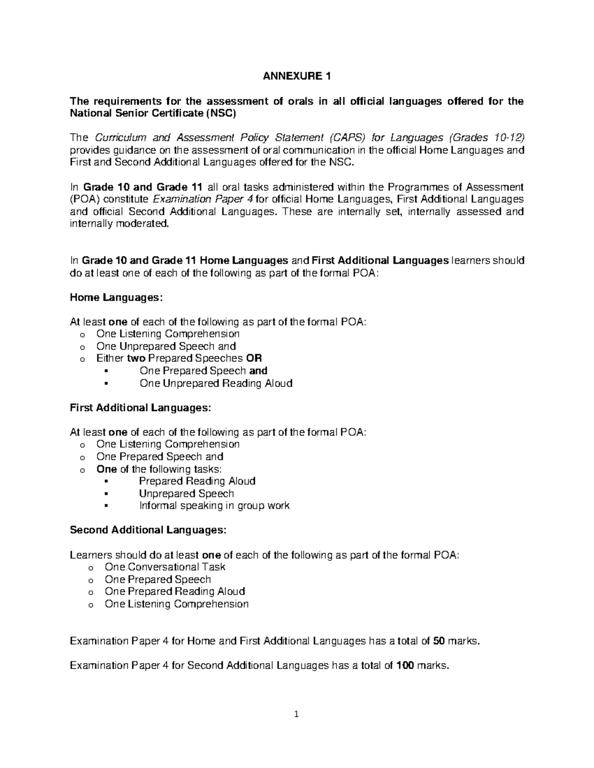 FET Oral Assessment Rubrics for NSC Grades 10-12 Guidance - Studocu