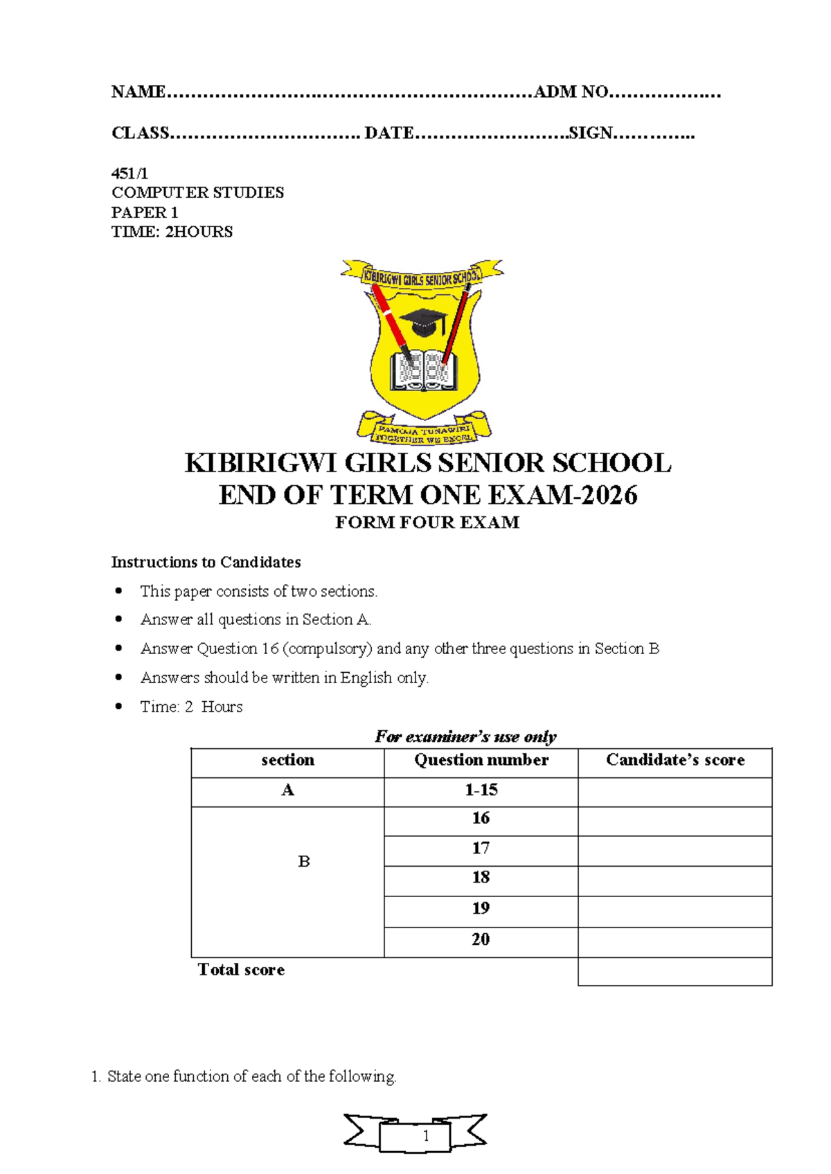 FORM 4 COMPUTER STUDIES ESSAY WRITING ASSISTANCE - Studocu