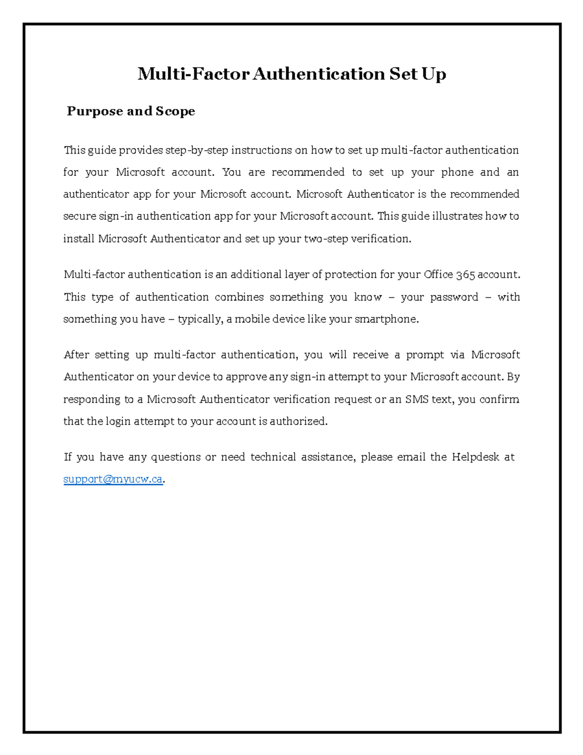 MFA Setup Guide for New Students at UCW: Step-by-Step Instructions ...