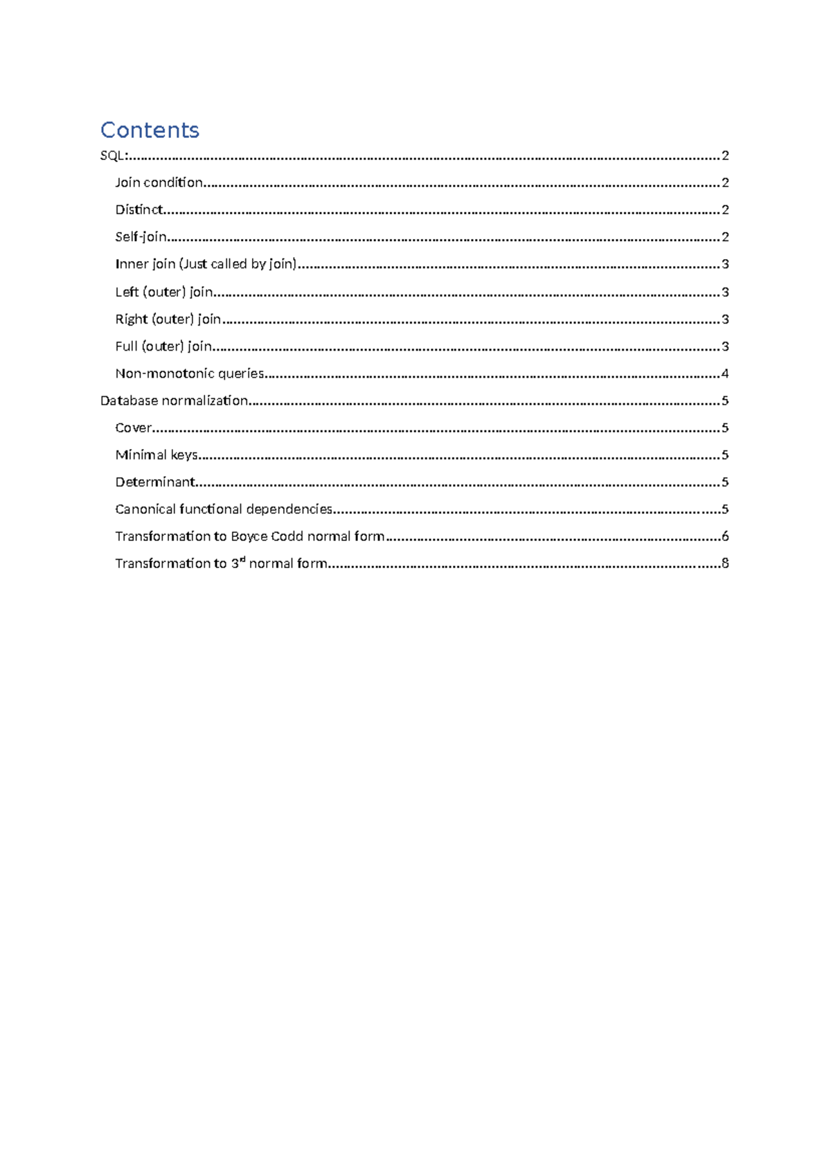 SQL Concepts and Normalization Summary - Course Code: SQL101 - Studeersnel