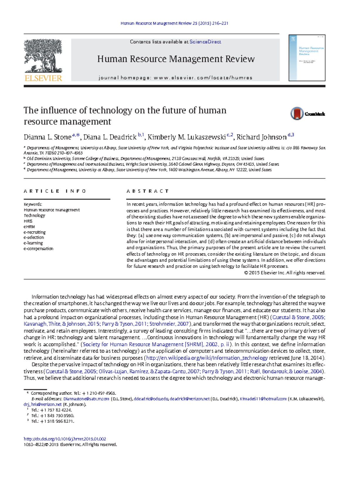 Technology's Impact on Future HR Management: An In-Depth Analysis - Studocu