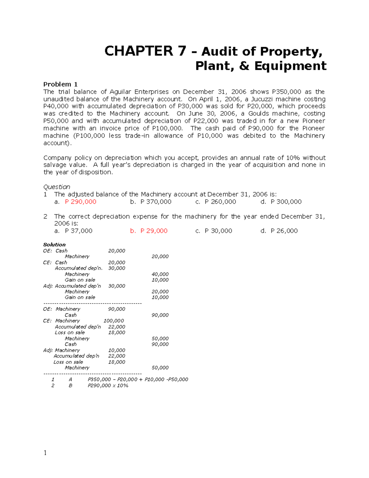 Chapter 7 - Case Study: Audit of Property, Plant & Equipment (PPE) - Document Preview