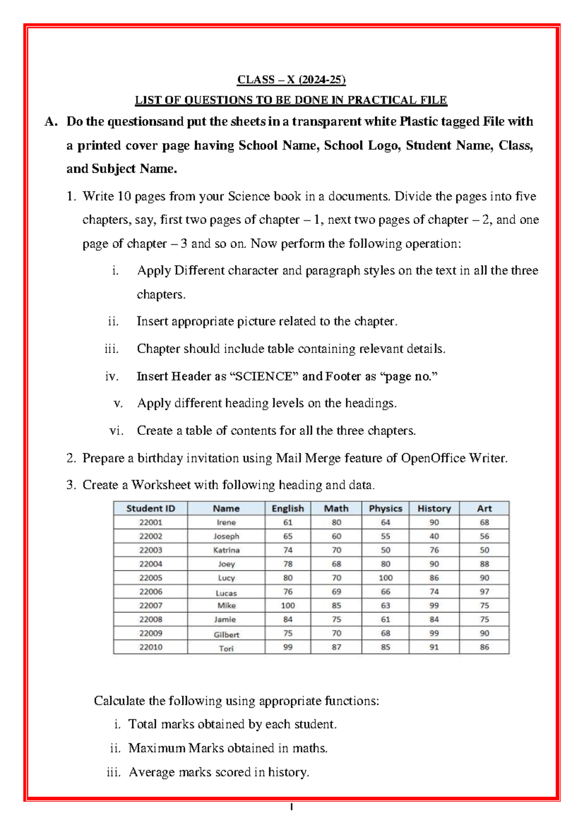 Class X Practical File - Assignments for Science and Worksheets - Studocu