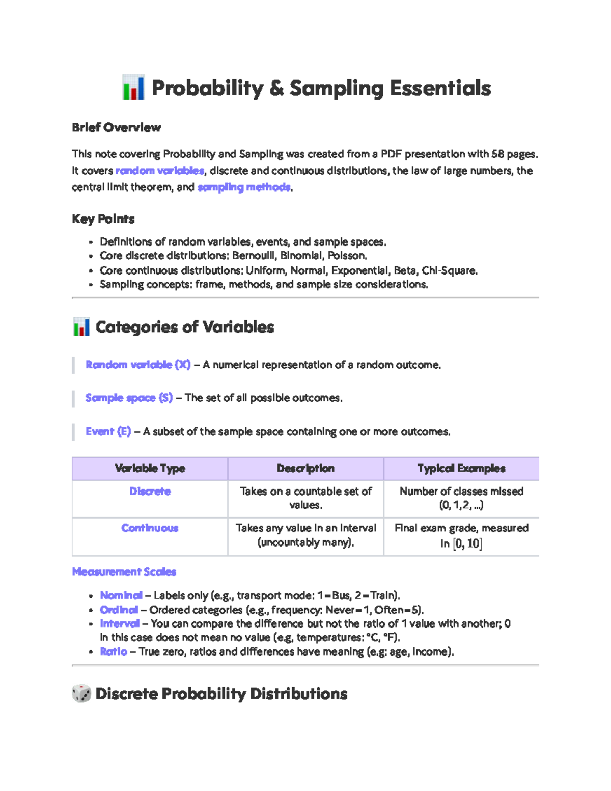 0SV120 - L2 Probability Sampling Essentials Overview - Studeersnel