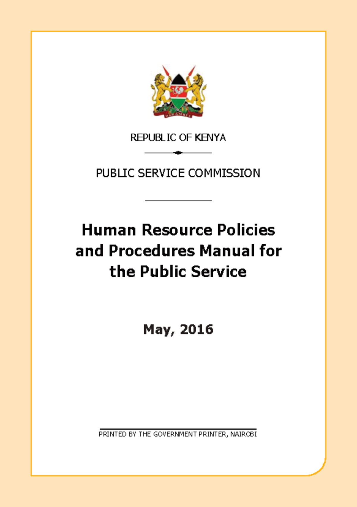 PSC HR Policies & Procedures Manual for Public Service - May 2016 - Studocu