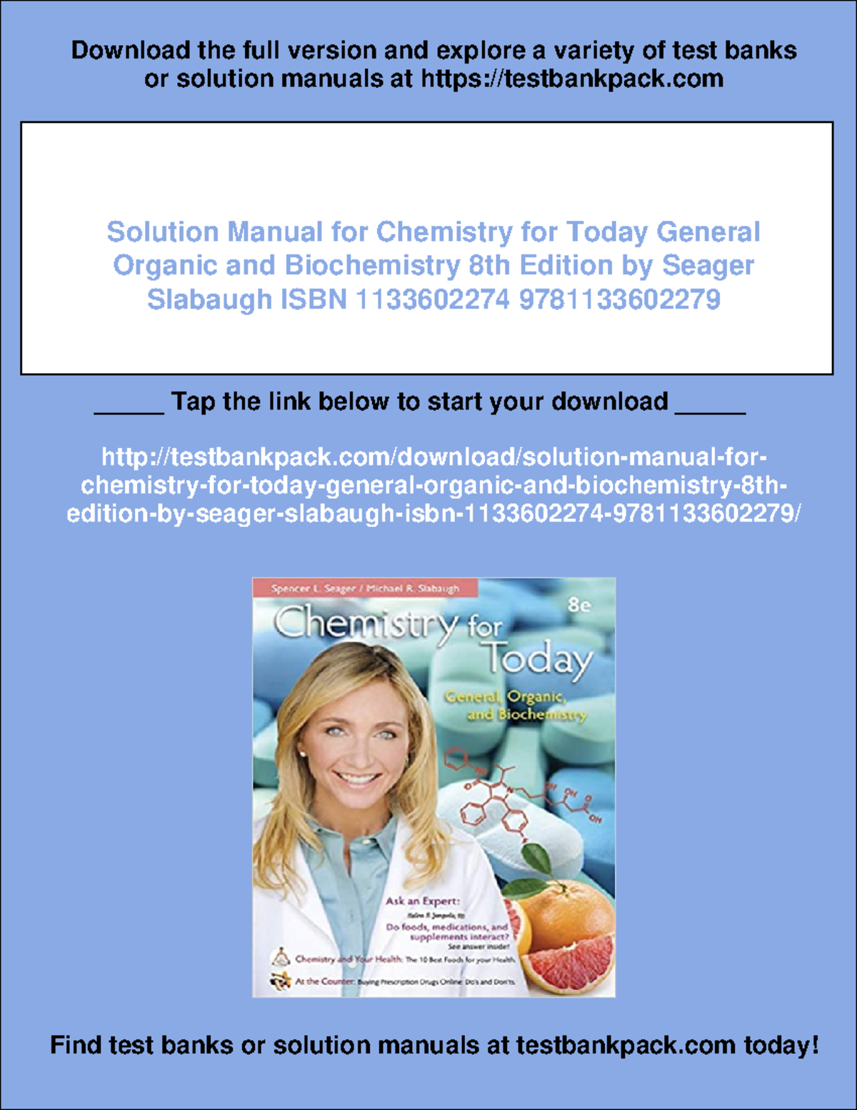 1408 - Solution manual for chemistry for today general organic and ...