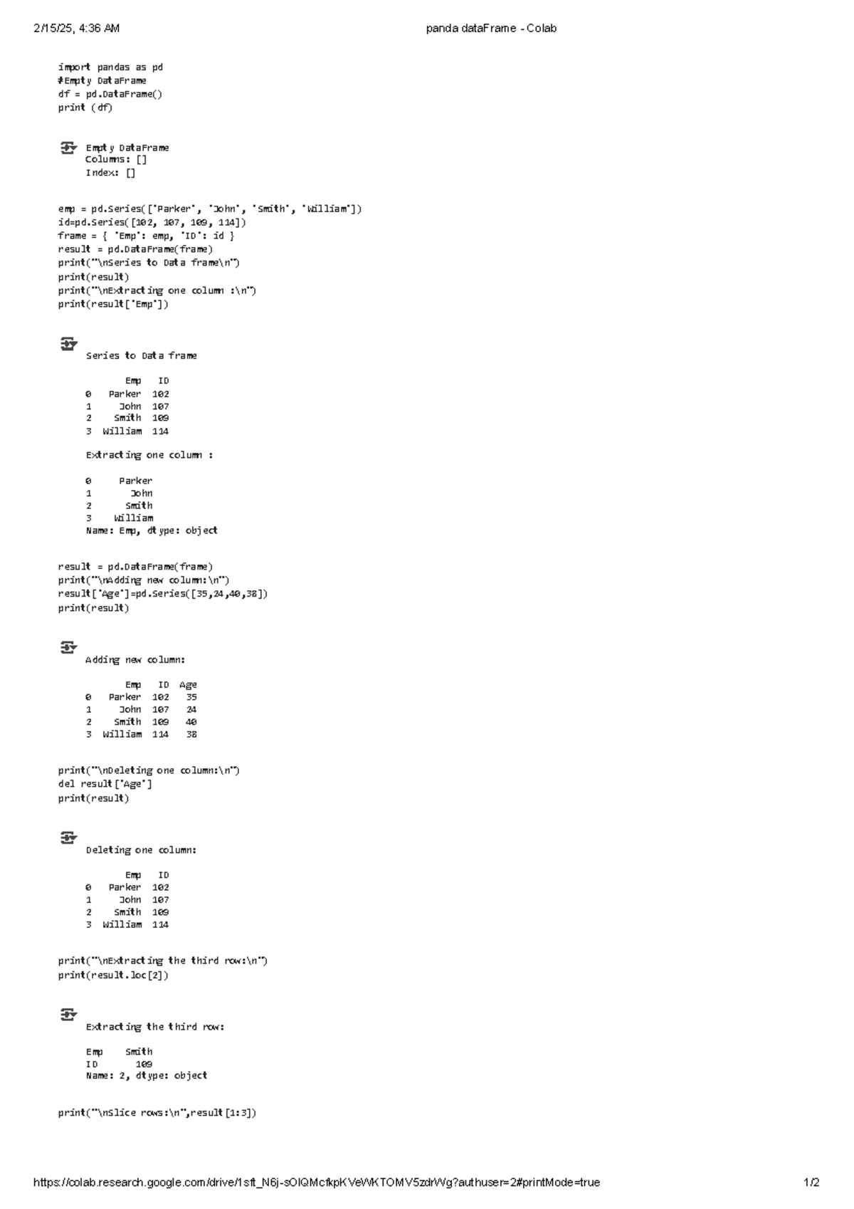 Pandas DataFrame Operations in Colab: Import, Modify, and Extract - Studocu