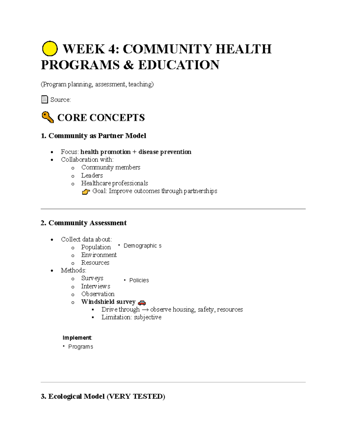 Community Health Programs Study Guide (Weeks 4-6) - Studocu