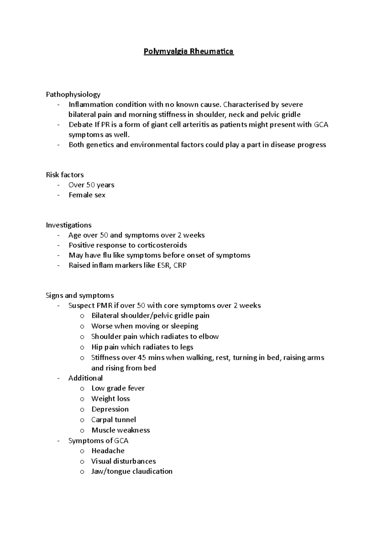 Polymyalgia Rheumatica - Polymyalgia Rheumatica Pathophysiology ...