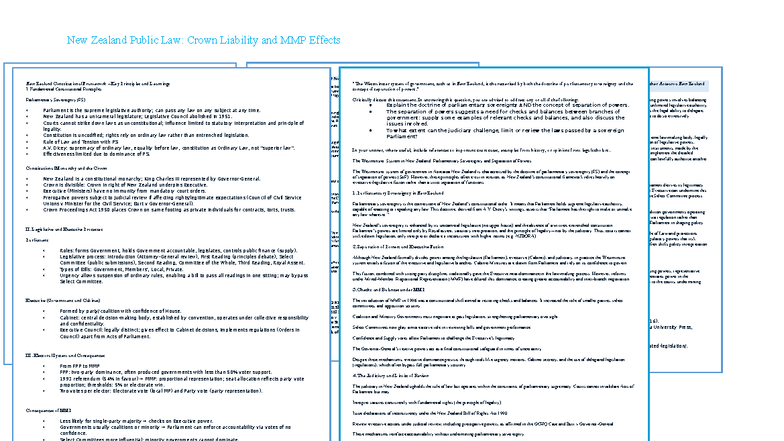 New Zealand Public Law: PS, SOP, and MMP Impacts on Governance - Studocu
