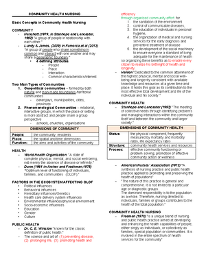 Module 3 - Community health nursing is a combination of nursing and ...