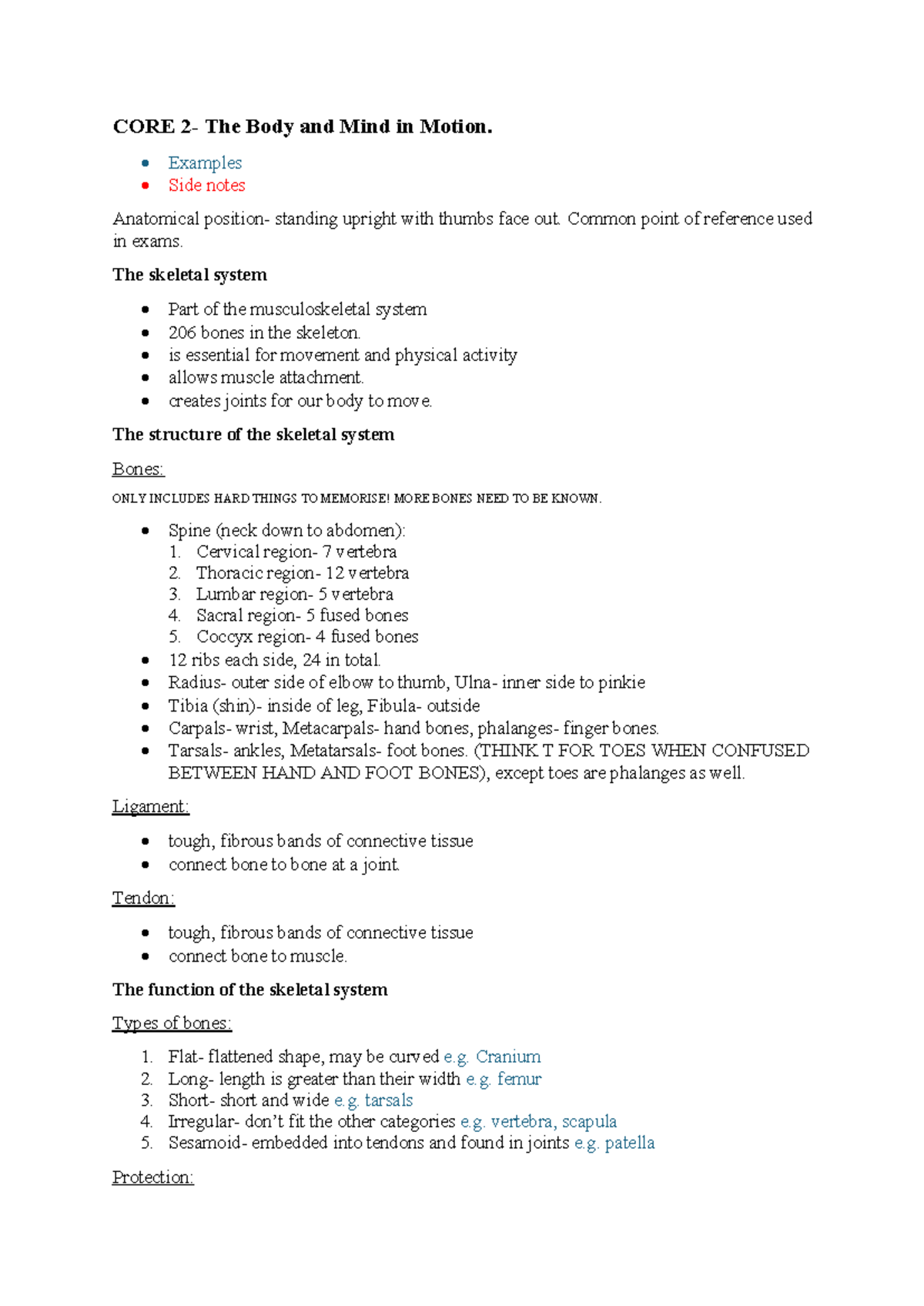 HMS 101: Summary Notes on Body Movement and Anatomy - Studocu