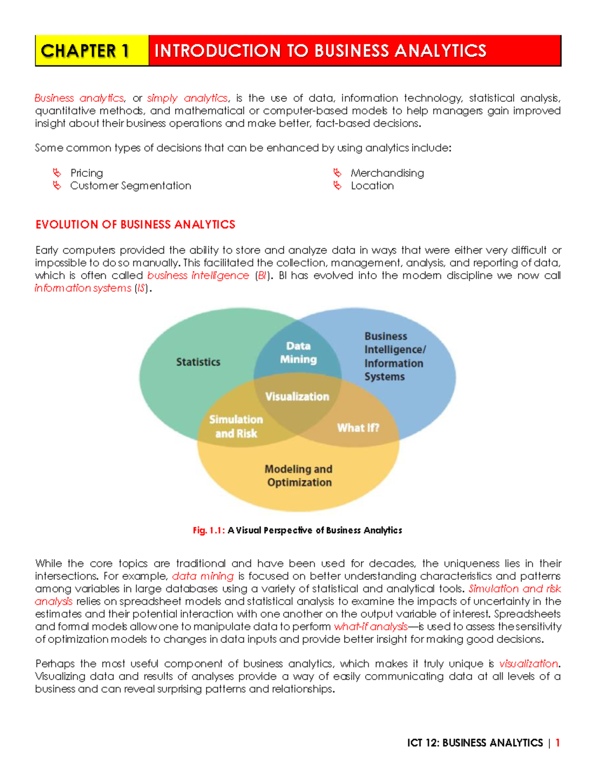 BUS 101 - Chapter 1: Intro to Business Analytics and Its Scope - Studocu