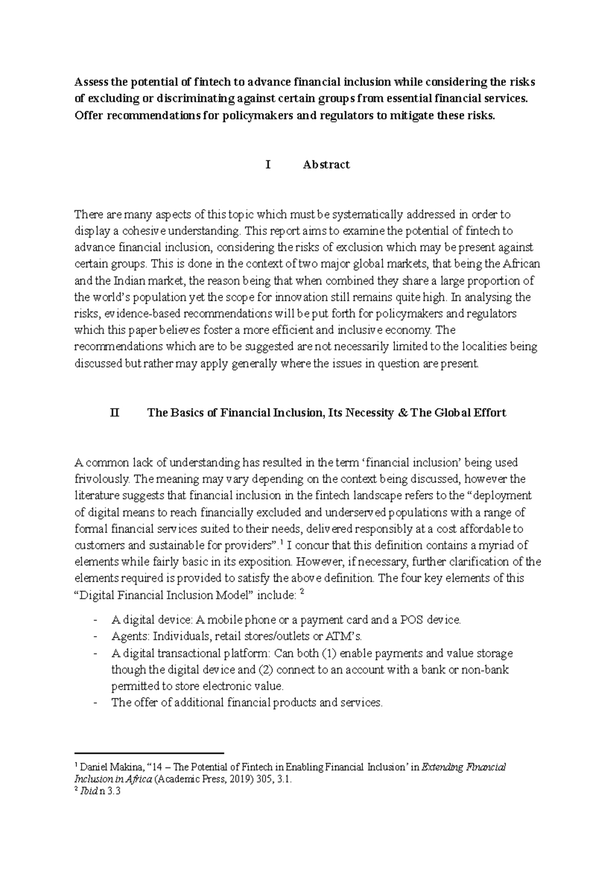 LAW4546 Written Assignment: Fintech's Role in Financial Inclusion ...