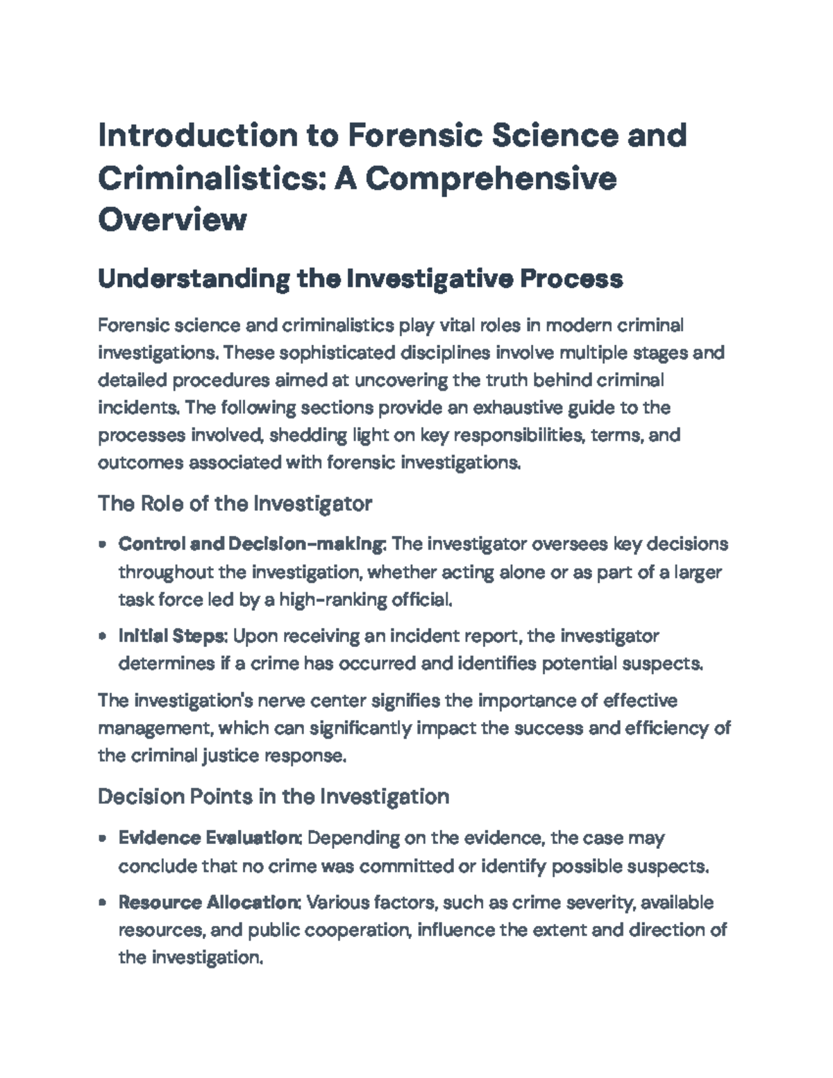 Forensic Science and Criminalistics: A Guide to Investigative Processes ...