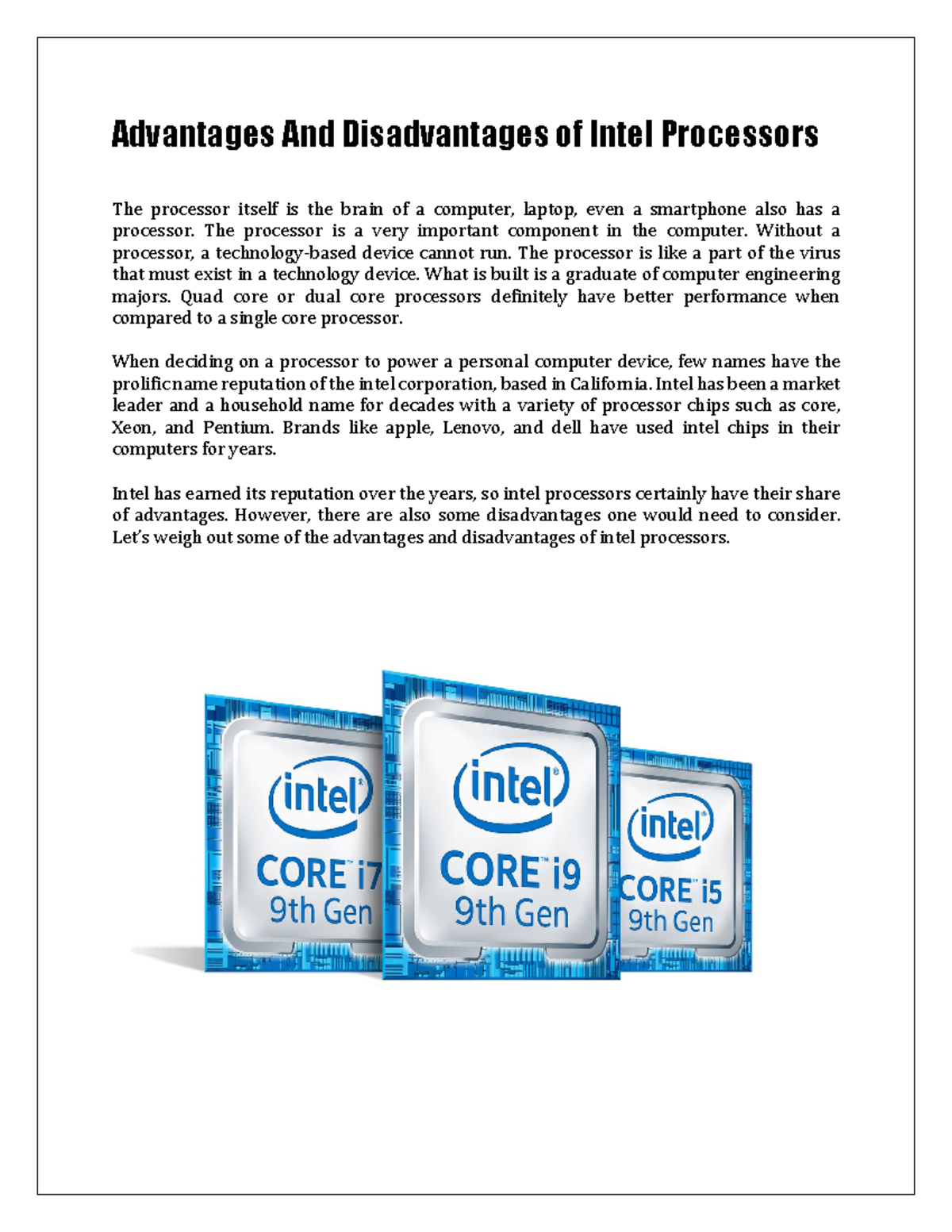 Pros and Cons of Intel Processors: A Detailed Analysis - Studocu