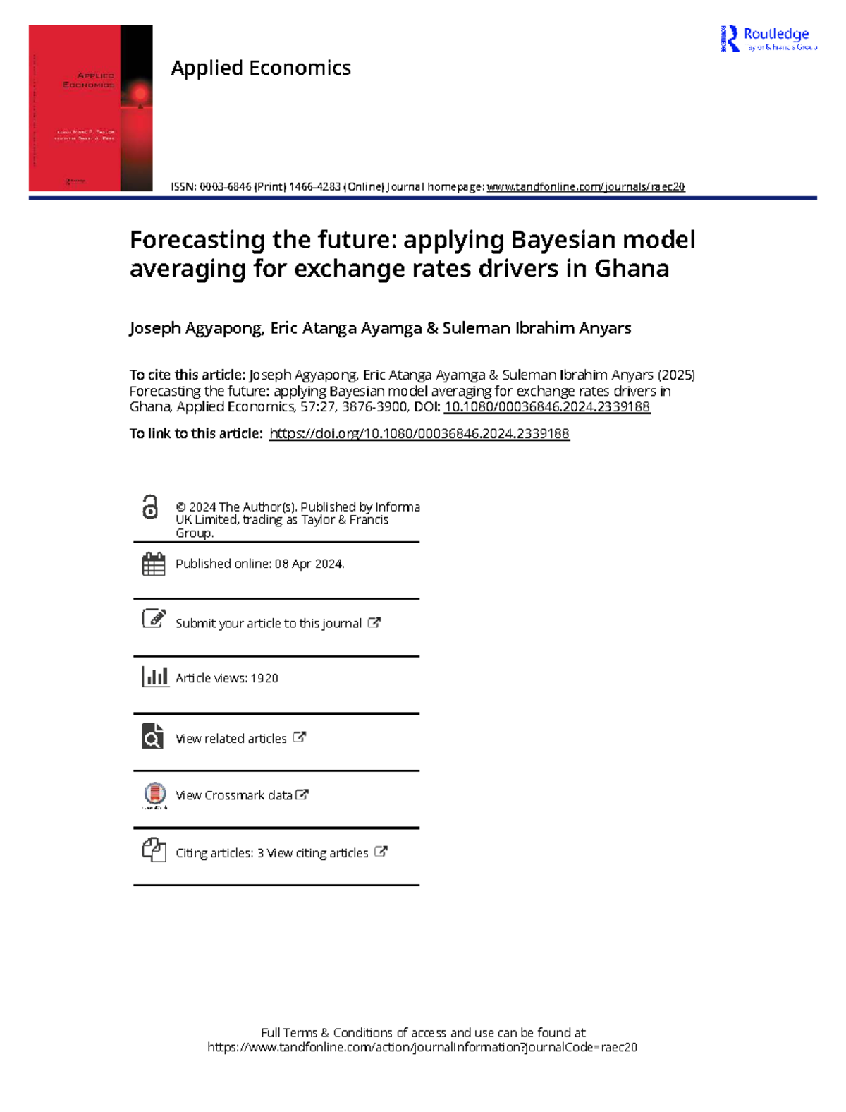 Forecasting the future applying Bayesian model averaging for exchange ...