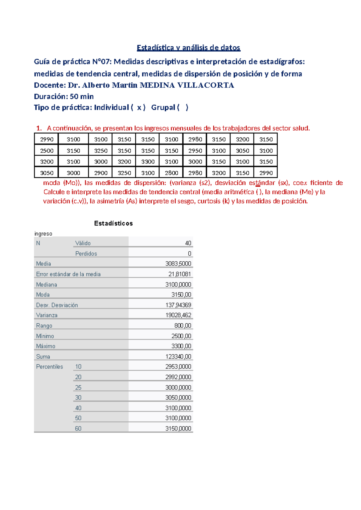 Guía de Práctica 7-2025: Medidas Descriptivas y Análisis de Datos - Document Preview
