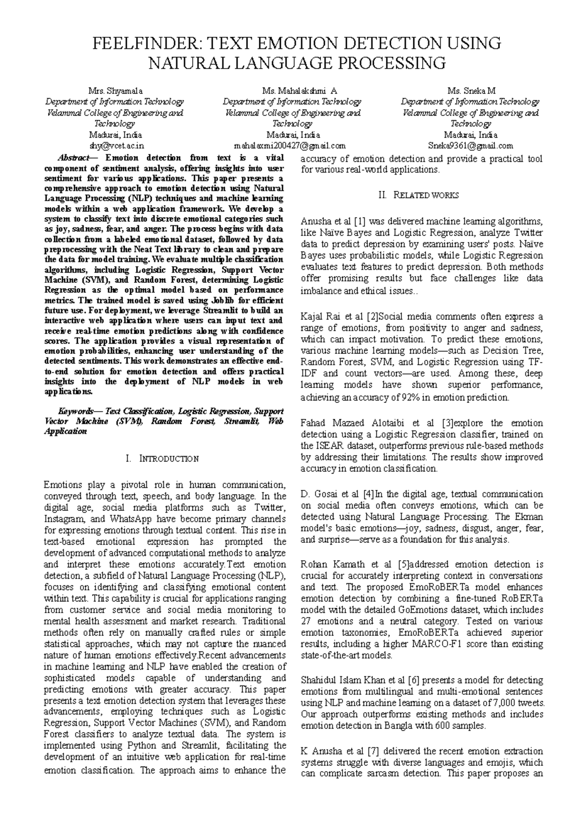 Text Literature survey 1 - FEELFINDER: TEXT EMOTION DETECTION USING ...