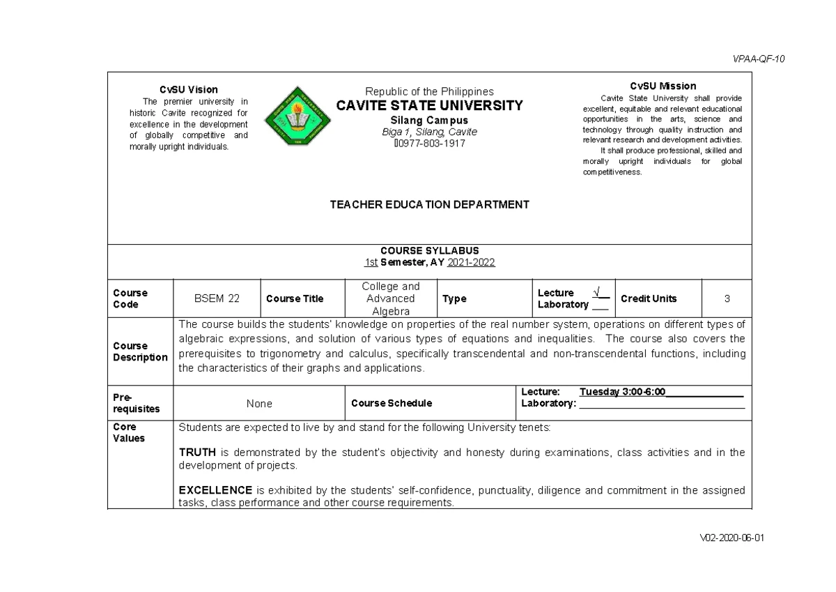 BSEM 29 - Calculus III Course Syllabus Overview and Learning Goals ...