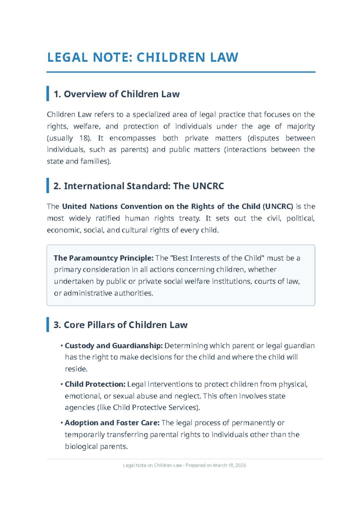 Children Law Overview: Key Principles & UNCRC Insights - Studocu
