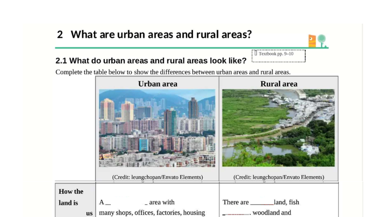 S1 Geog Ch 2 - Differences Between Urban and Rural Areas - Studocu