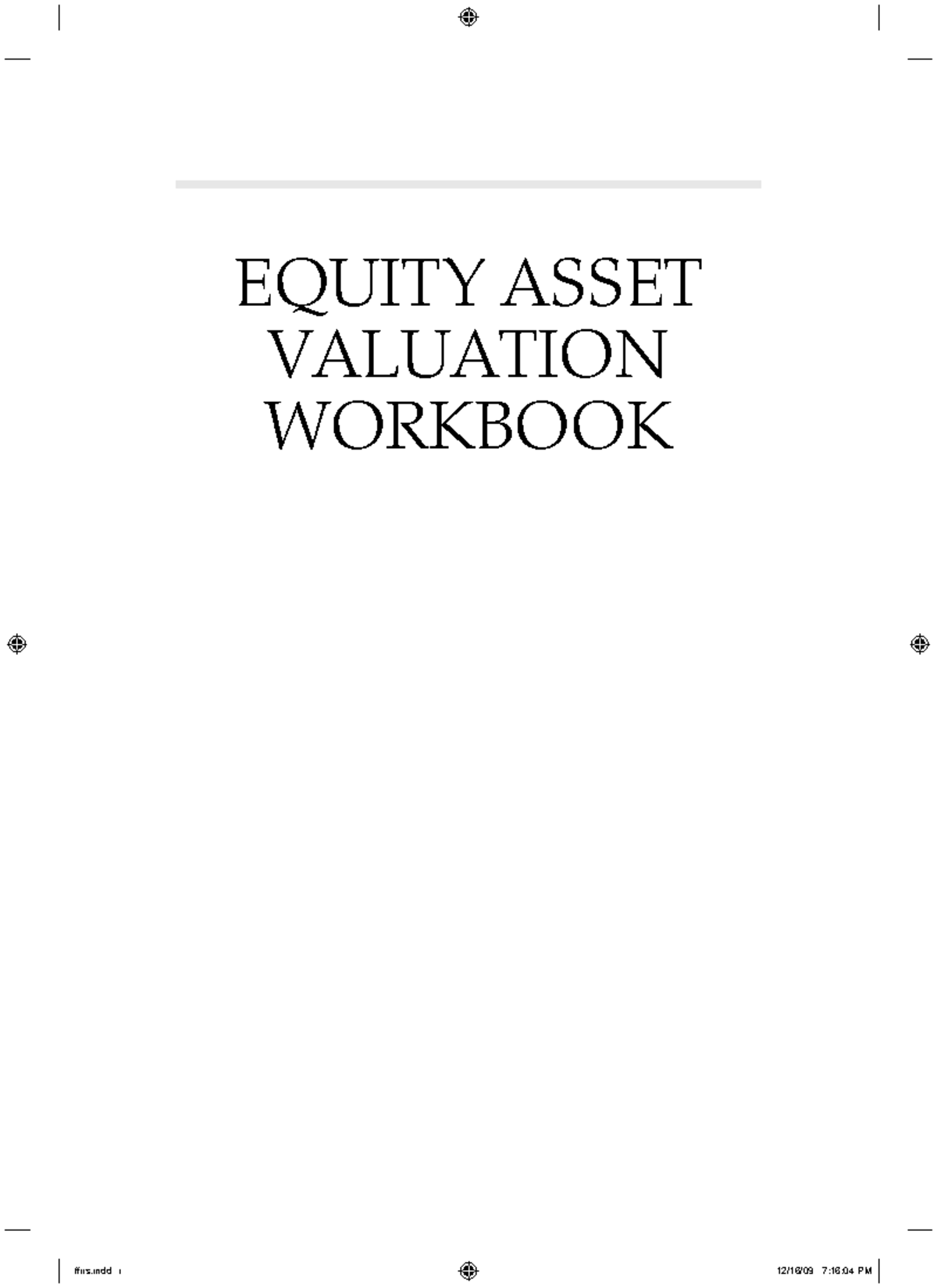 Equit Y Asset Valuation Workbook - EQUIT Y ASSET VALUATION WORKBOOK ...