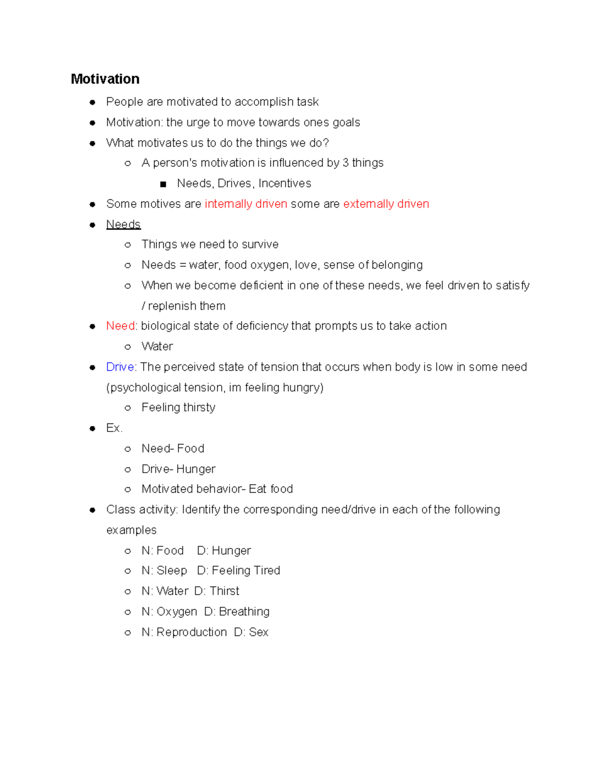 Psychology 101: Theories of Motivation Lecture Notes - Studocu