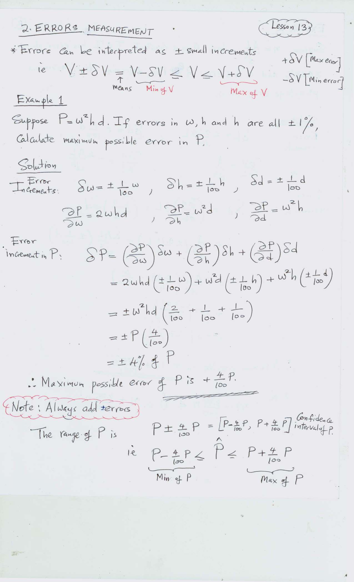 3. Errors Measurement Lesson 13: Understanding Error Increments - Studocu