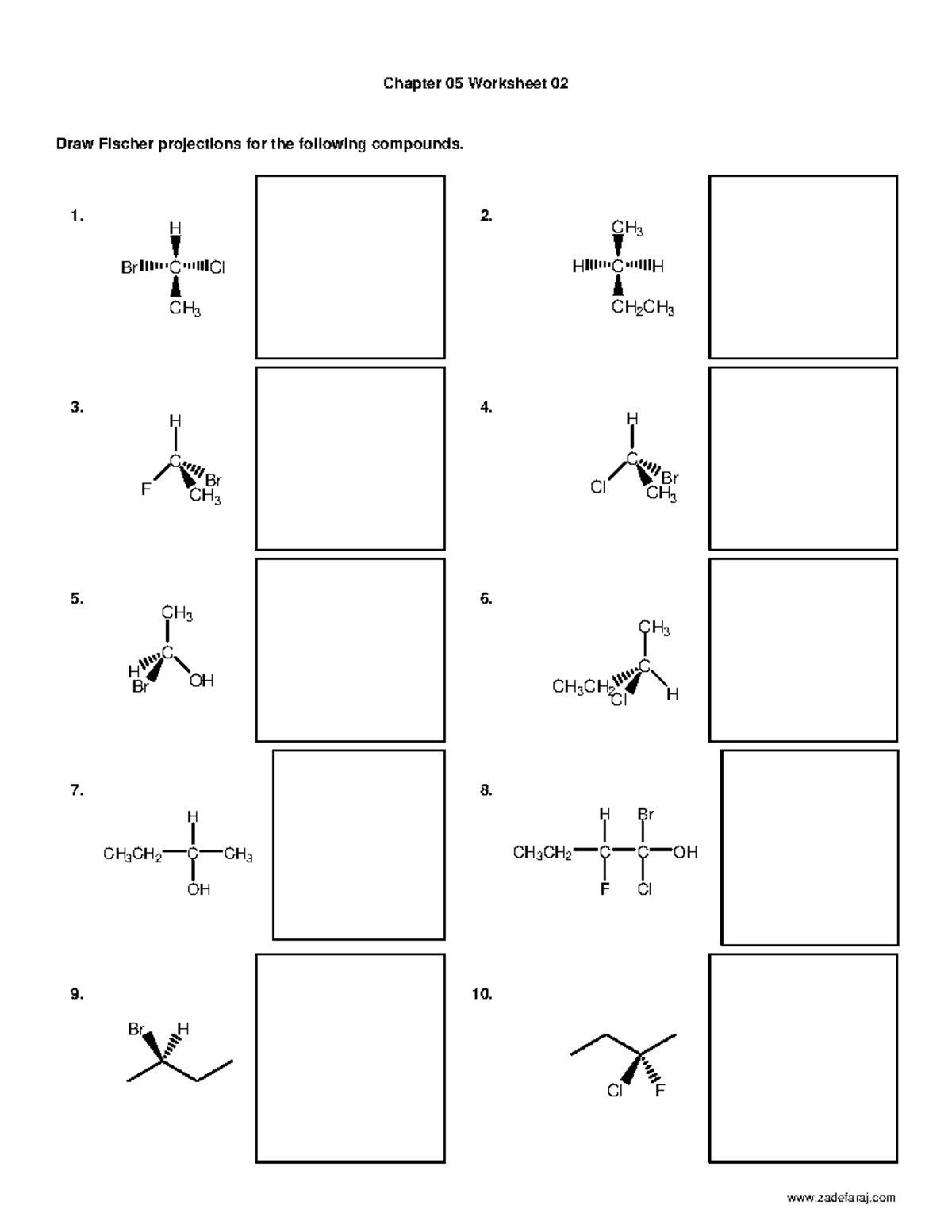 Ch 5 WS 1 (Sep 24) - Fischer Projections & Chirality Practice Notes ...
