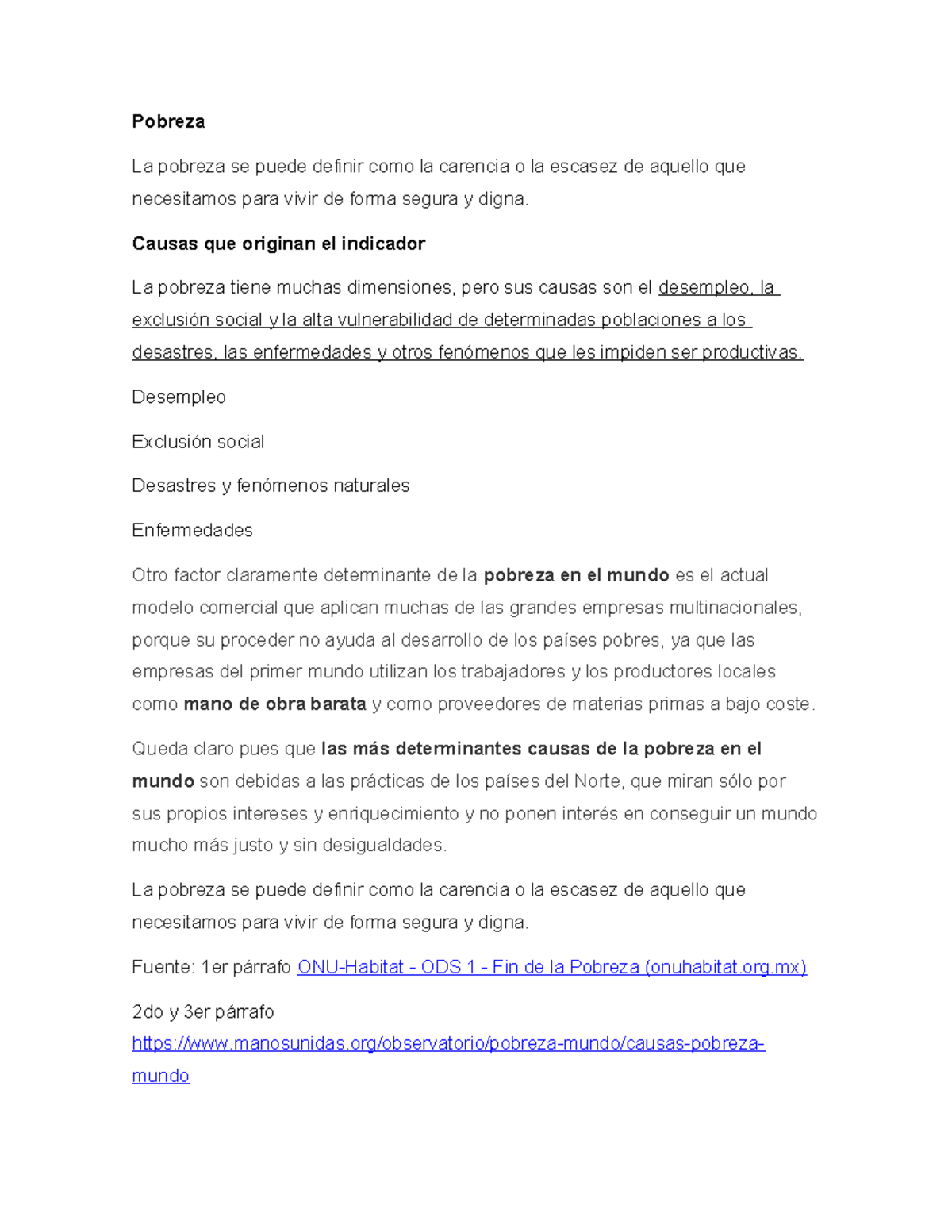 Pobreza: Causas y Dimensiones en el Contexto Actual - Studocu