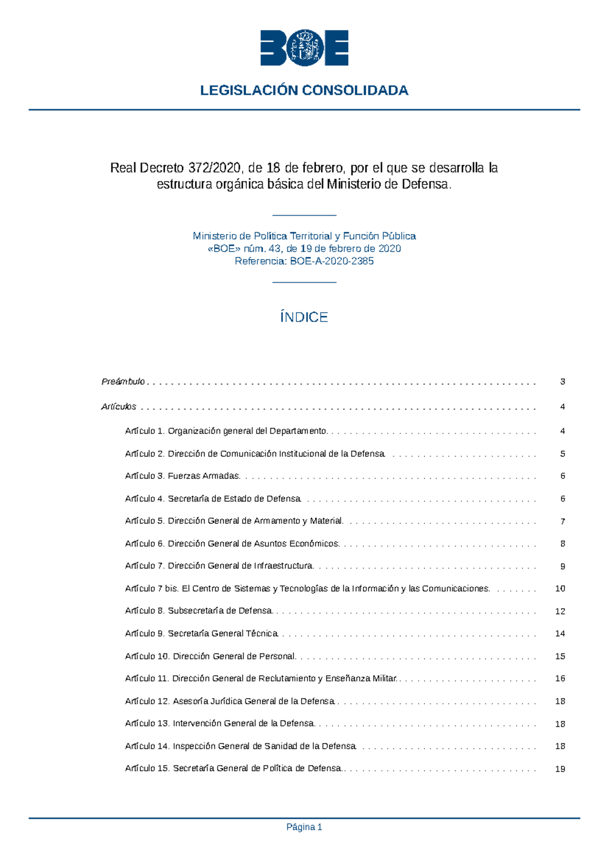 BOE A 2020 2385 consolidado Real Decreto 372/2020, de 18 de febrero