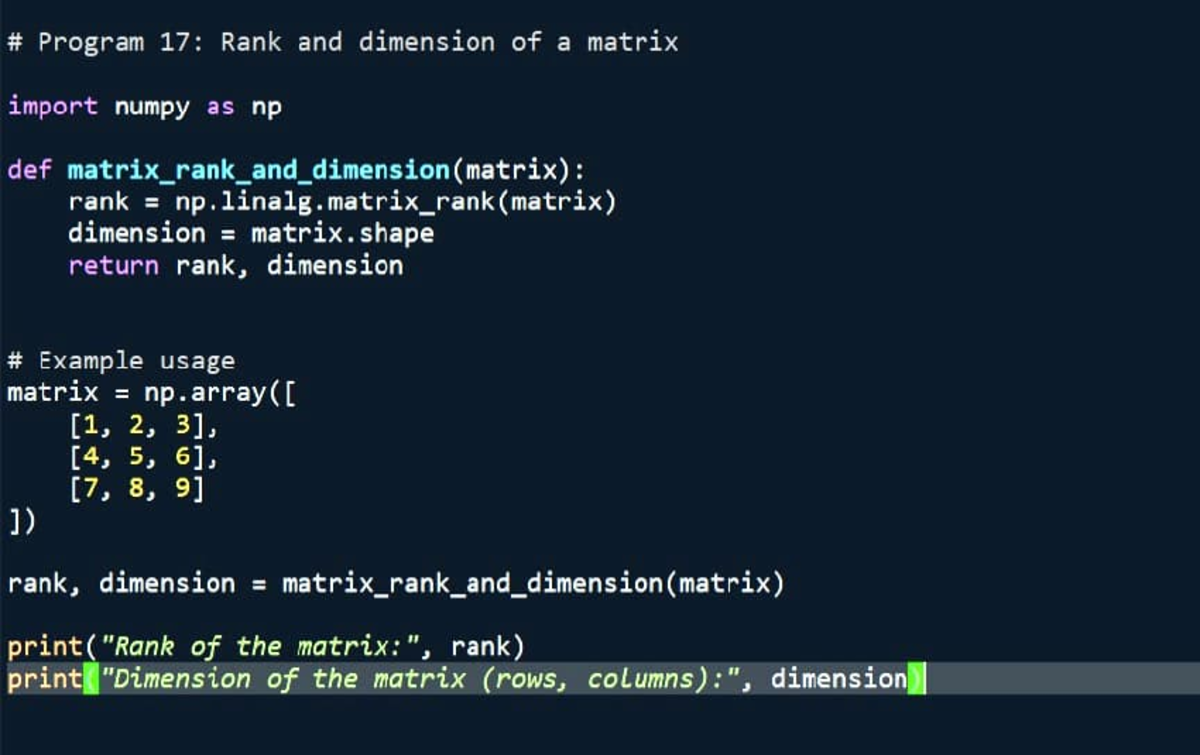 Practical Programs 17-20: Matrix Rank, RREF, and Orthogonality - Studocu