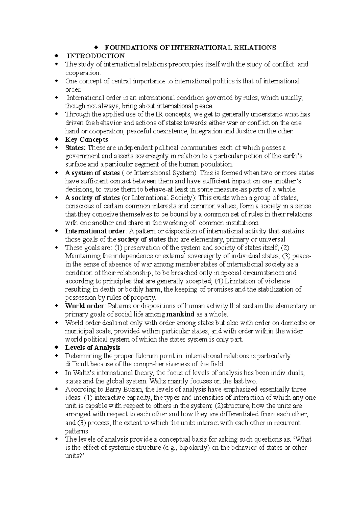 Introduction to International Relations - FOUNDATIONS OF INTERNATIONAL ...