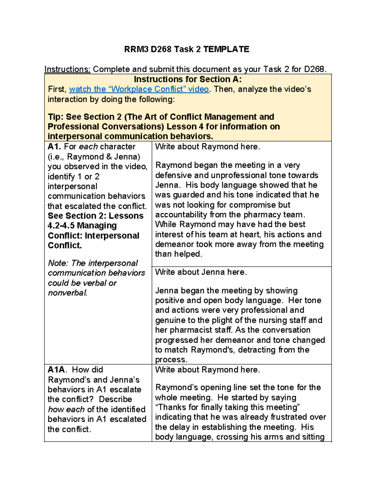 D268 Task 2 - Task 2 - RRM3 D268 Task 2 TEMPLATE Instructions: Complete ...