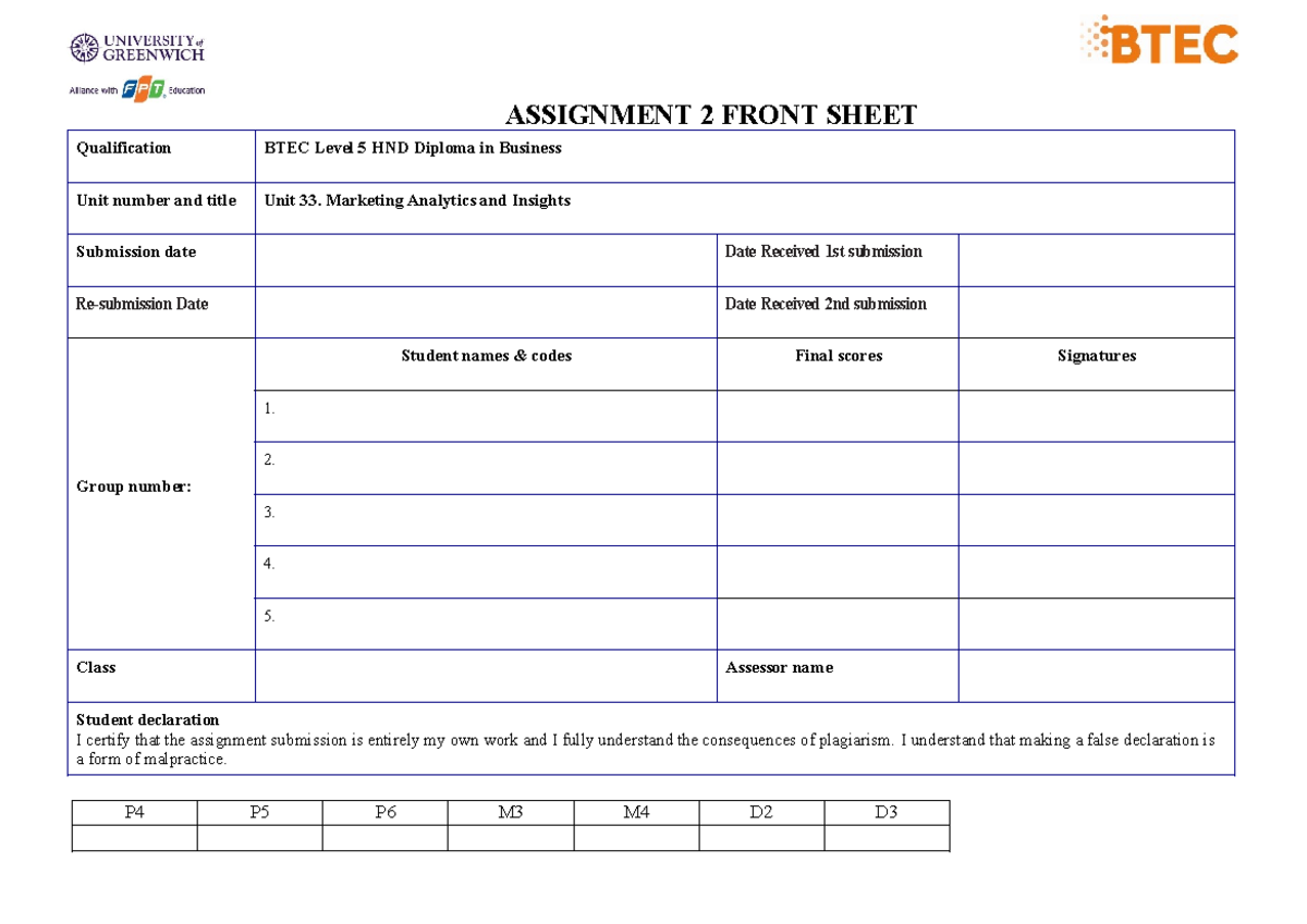 5120 Assignment 2 Frontsheet - ASSIGNMENT 2 FRONT SHEET Qualification ...