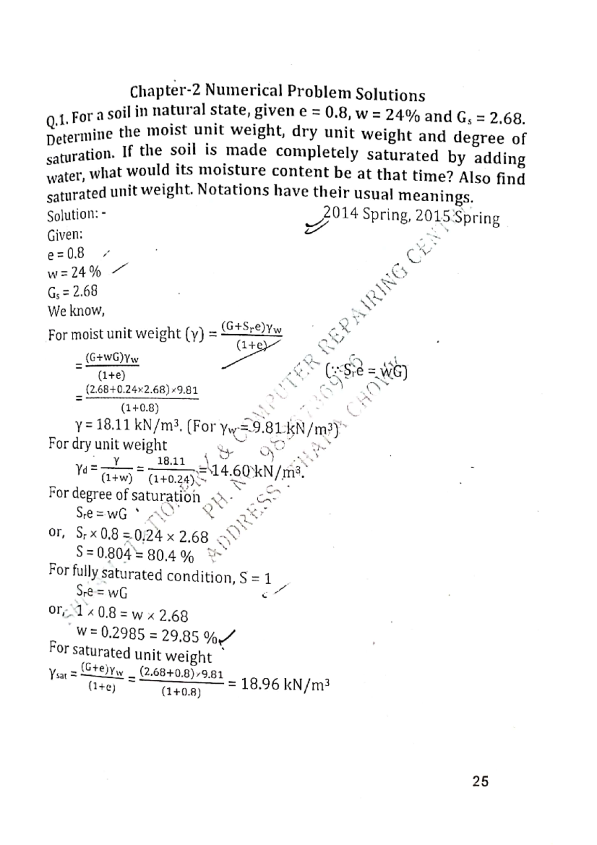 SOIL MECHANICS NUMERICAL PROBLEMS visual data 8
