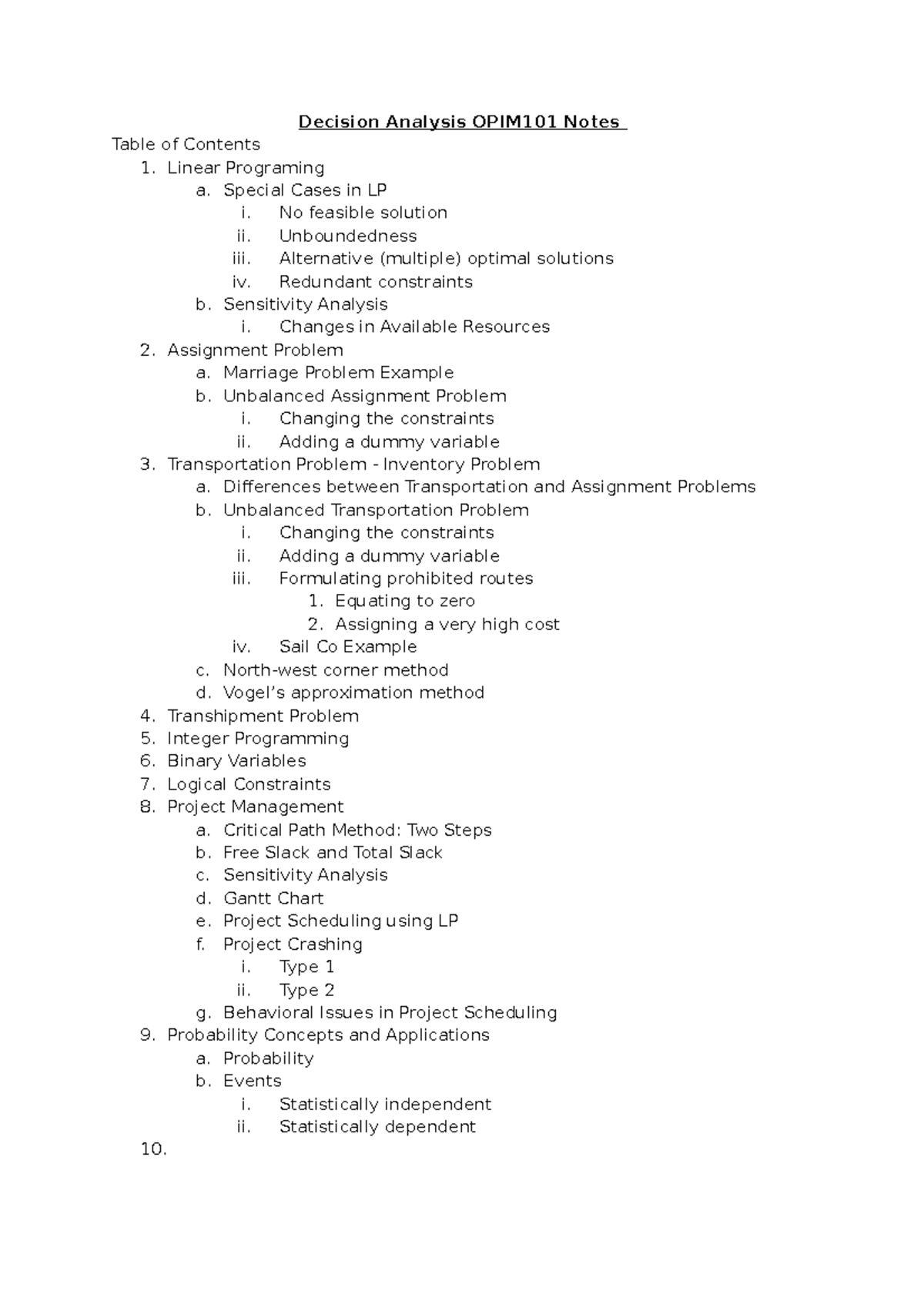 OPIM101 Decision Analysis Final Exam Notes: Key Concepts & Applications ...