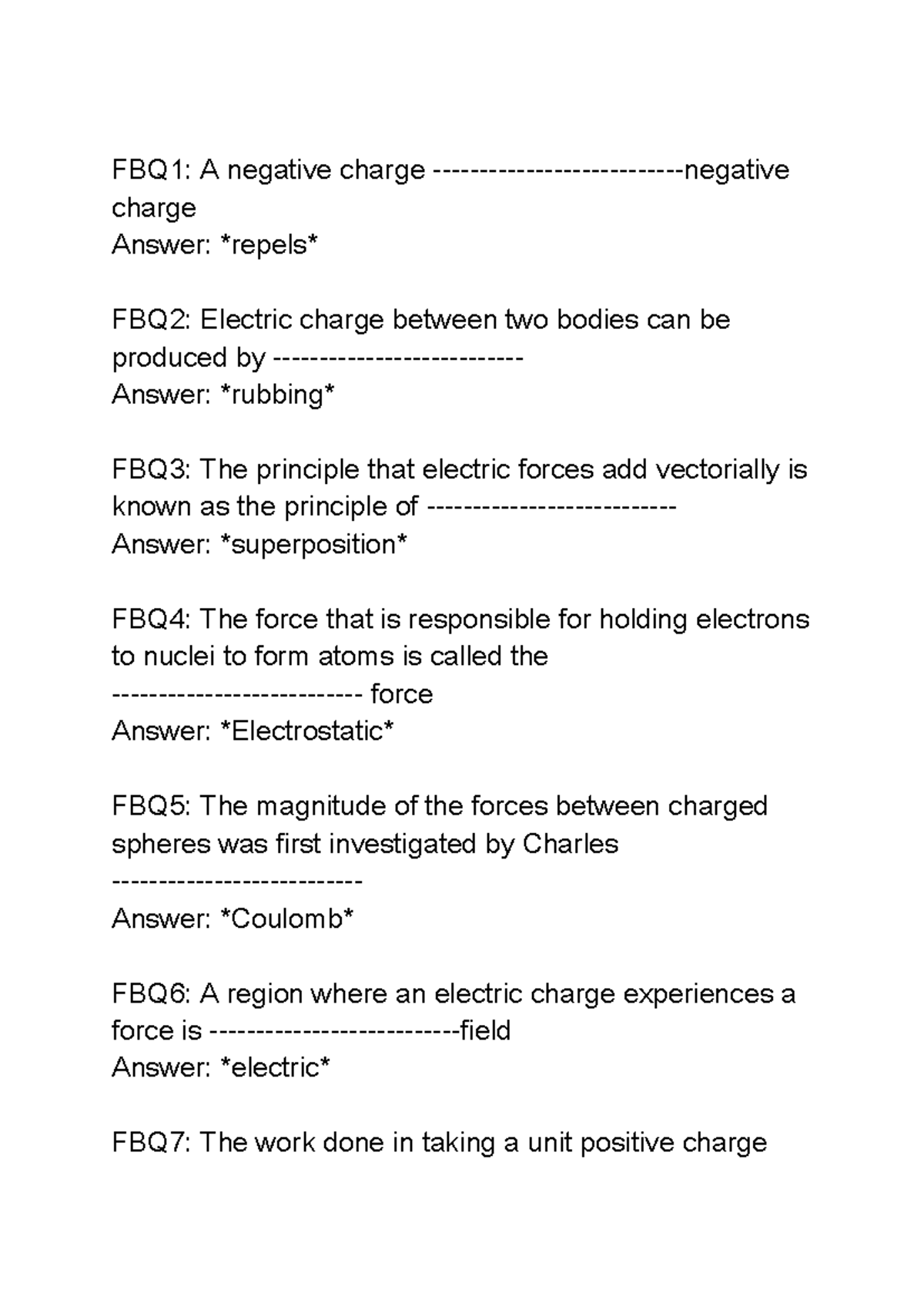 PHY102 - Past Questions on Electric Charge and Fields - Studocu