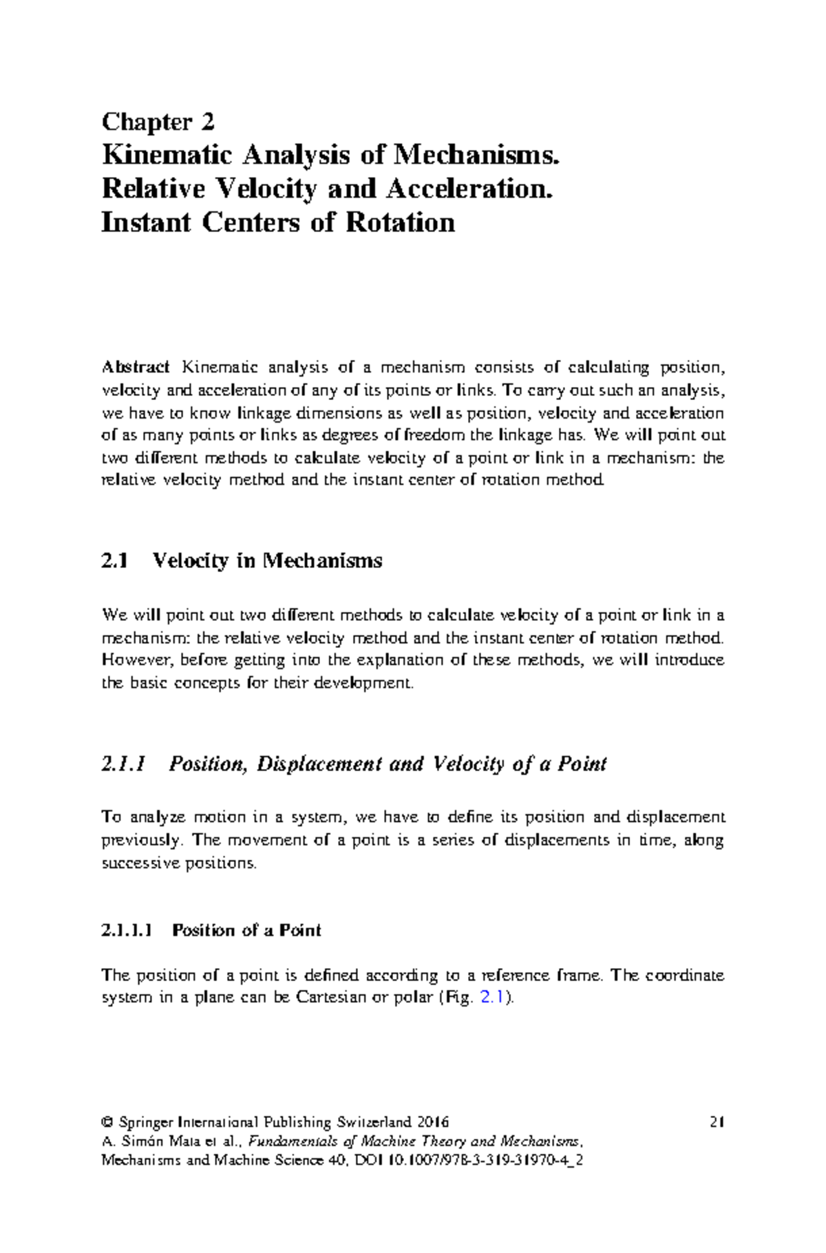 Kinematic Analysis of Mechanisms - Relative Velocity and Acceleration ...