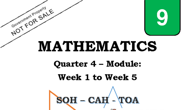 ADM G9 Mathematics Module: Trigonometry Week 1 to Week 5 - Studocu